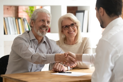 an insurance agent works with a client