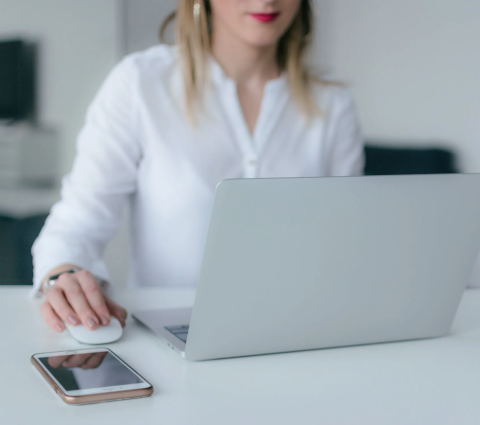 A woman working on a computer